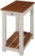 Oakestry Savannah Chairside Pull-Out Shelf End Table, Ivory with Natural Wood Top