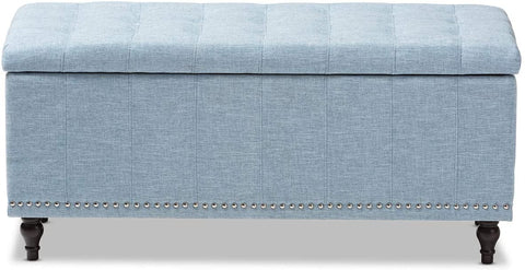 Oakestry Kaylee Modern Classic Upholstered Button-Tufting Storage Ottoman Bench Light Blue