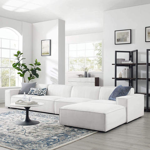 Oakestry Restore 5-Piece Upholstered Sectional Sofa in White