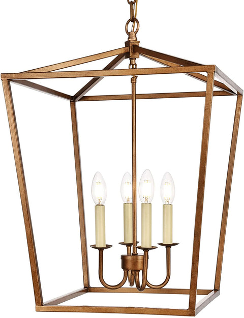 Oakestry LD6008D17 Maddox 4 Light 17&#34; Wide Taper Candle Pendant, Vintage Gold