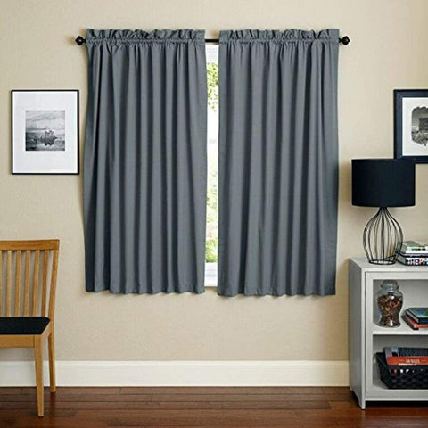 Oakestry Twill Drapery Panel (Set of 2), 63&#34; by 52&#34;, Steel Grey