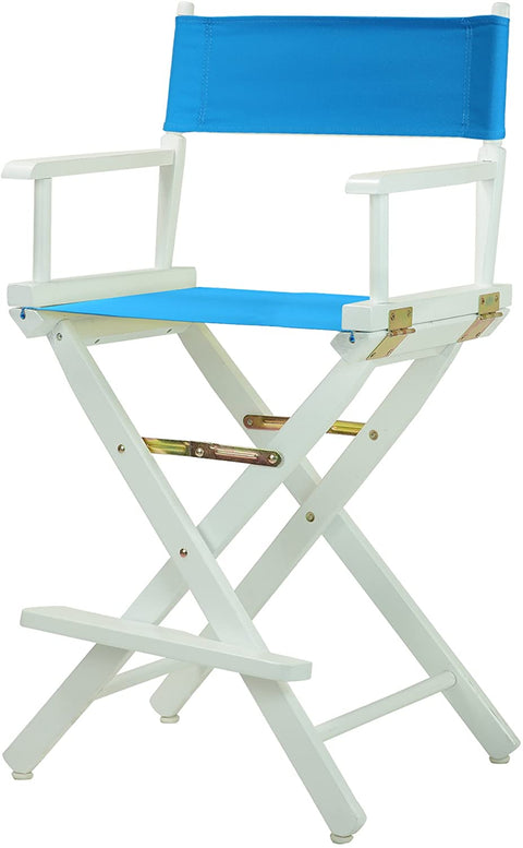 24 Directors Chair White Frame-Turquoise Canvas