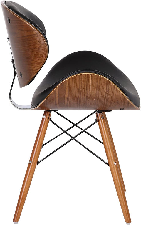 Oakestry Cassie Dining Chair in Black Faux Leather and Walnut Wood Finish