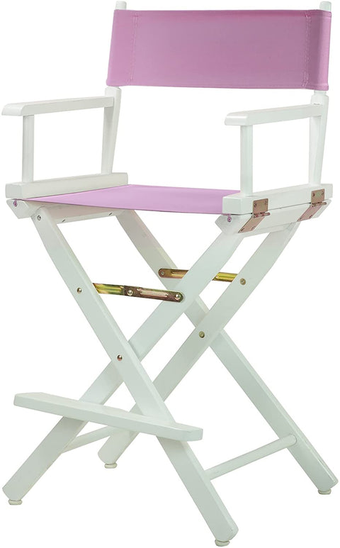 24 Directors Chair White Frame-Pink Canvas