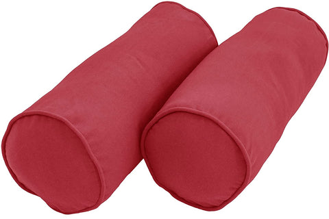 Oakestry Corded Microsuede Bolster Pillows (Set of 2), 20&#34; x 8&#34;, Burgundy, 2 Count