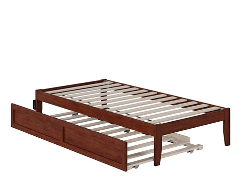 Oakestry Colorado Bed with USB Turbo Charger and Twin Trundle, Walnut