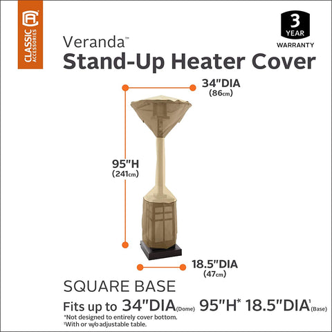 Oakestry Veranda Water-Resistant 34 Inch Square Stand-Up Patio Heater Cover