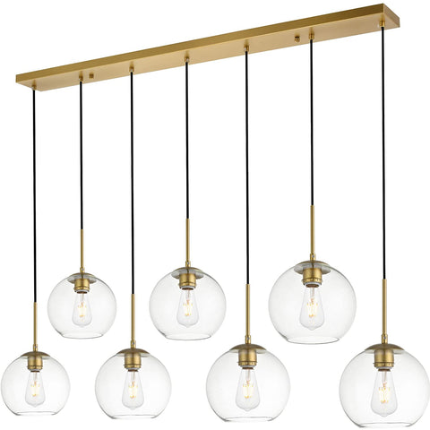 Oakestry Urban Classic Baxter 7 Lights Brass Pendant with Clear Glass