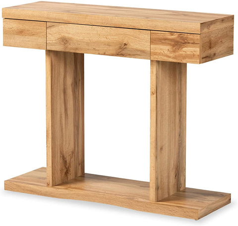 Oakestry Otis Modern and Contemporary Oak Brown Finished Wood 3-Drawer Console Table