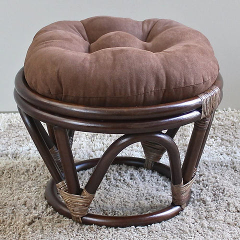 Oakestry Furniture Piece Rattan Ottoman with Micro Suede Cushion