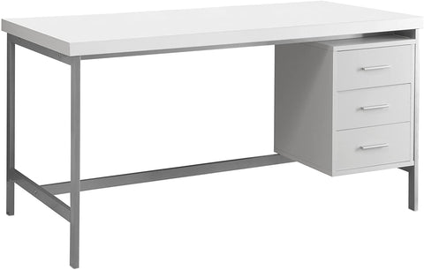 Oakestry Hollow-Core/Silver Metal Office Desk, 60&#34;, white