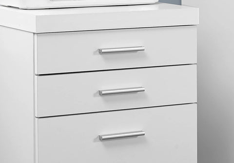 Oakestry White Hollow-Core 3 Drawer File Cabinet on Castors
