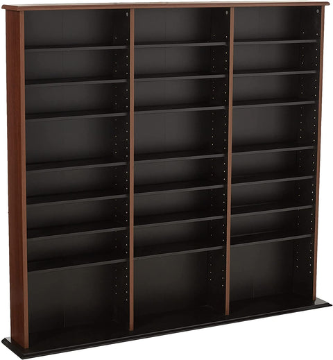 Oakestry Triple Width Wall Storage Cabinet, Cherry and Black