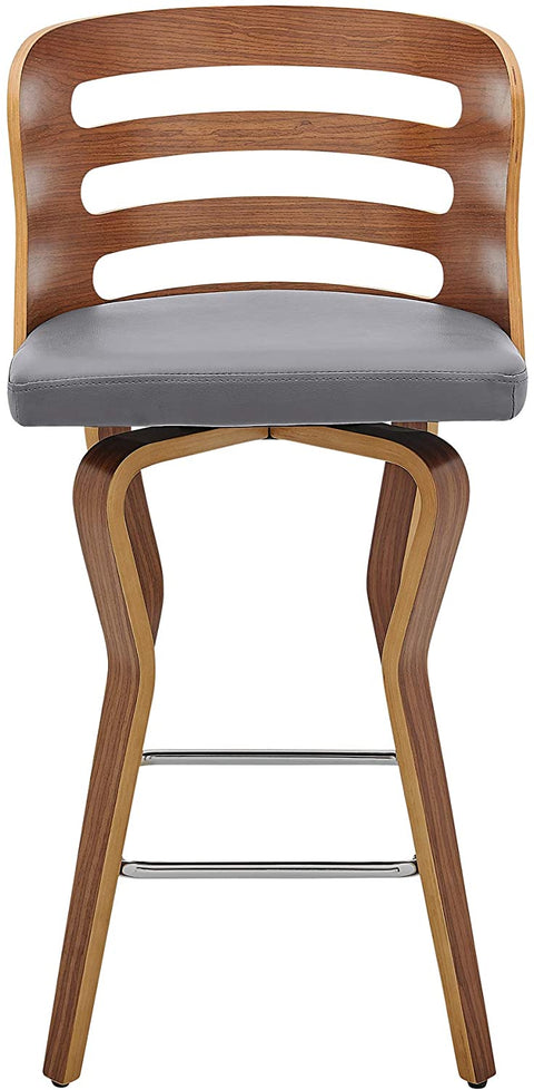 Oakestry Verne 26&#34; Swivel Gray Faux Leather and Walnut Wood Bar Stool