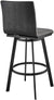 Oakestry Jermaine 26&#34; Counter Height Swivel Bar Stool in Matt Black Finish with Grey Faux Leather