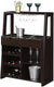 Oakestry Uptown Wine Bar with Cabinet, Faux Black Marble / Espresso