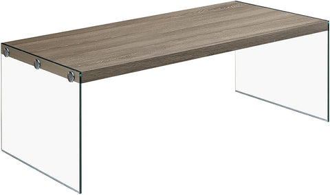 Oakestry , Coffee Table, Tempered Glass, Dark Taupe, 44&#34;L