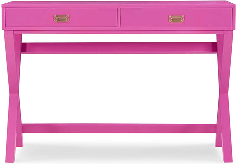 Oakestry PG138RSP01U Oakestry Home Decor Peggy Raspberry Pink Writing Desk Desk, Raspberry Pink, 44&#34;W x 20&#34;D x 30&#34;H