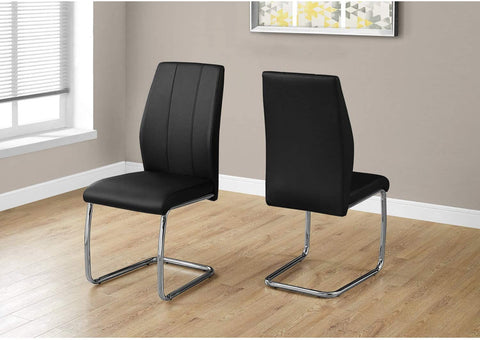 Oakestry I 2 Piece Dining CHAIR-2PCS/ 39&#34; Leather-Look/Chrome, 17.25&#34;L x 20.25&#34;D x 38.75&#34;H, Black