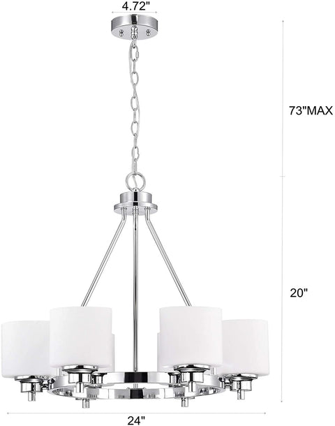Oakestry CH21036CM24-UC6 Solbi Contemporary 6 Light Large Chandelier Ceiling Fixture 24&#34; Wide, Chrome