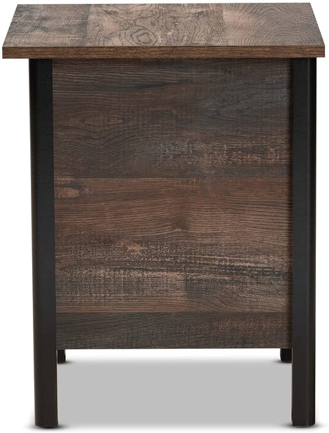 Oakestry Vaughan Modern and Contemporary Two-Tone Rustic Brown and Black Finished Wood Nightstand