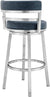 Oakestry Madrid 26&#34; Counter Height Swivel Blue Faux Leather and Brushed Stainless Steel Bar Stool