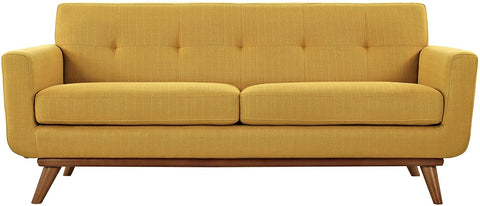 Oakestry Engage Mid-Century Modern Upholstered Fabric Loveseat in Citrus