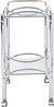 Oakestry Serving Cart with Mirrored Bottom Shelf and Casters, Chrome and Clear