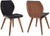 Oakestry Ontario Faux Leather and Wood Dining Chairs-Set of 2, 19&#34; Seat Height, Black/Walnut