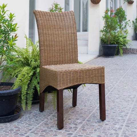 Oakestry Furniture Piece Campbell Rattan Wicker Stained Dining Chair (Set of 2)
