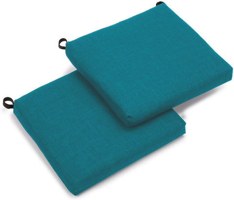 Oakestry Solid Outdoor Spun Polyester Chair Cushions Set, Set of 2, 20&#34; x 19&#34;, Aqua Blue