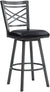 Oakestry Fargo 26&#34; Faux Leather Swivel Kitchen Barstool in Black and Mineral Finish