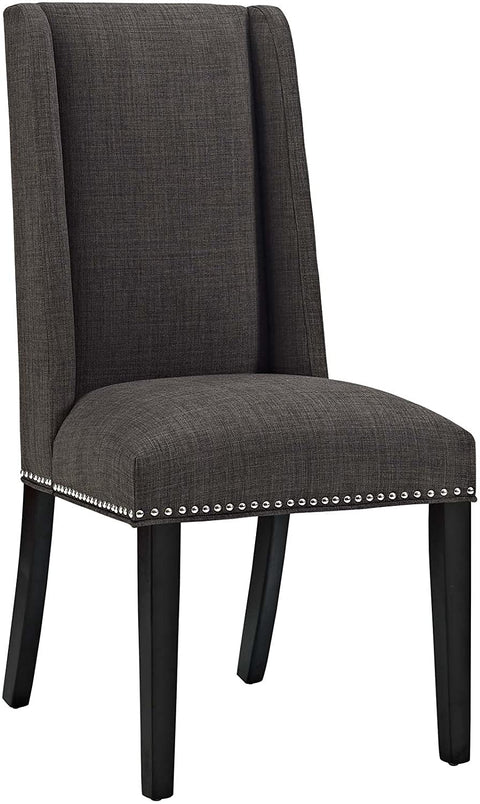 Oakestry MO- Baron Modern Tall Back Wood Upholstered Fabric, Dining Chair, Brown