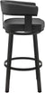 Oakestry Cohen 30&#34; Bar Height Swivel Bar Stool in Black Finish and Black Faux Leather