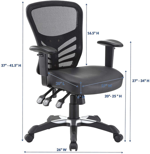 Oakestry Articulate Mesh Office Chair with Fully Adjustable Vegan Leather Seat In Black