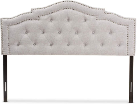 Oakestry Edith Modern and Contemporary Greyish Beige Fabric Full Size Headboard/Full/Contemporary/Beige/Fabric Polyester 100%&#34;/LVL/Foam