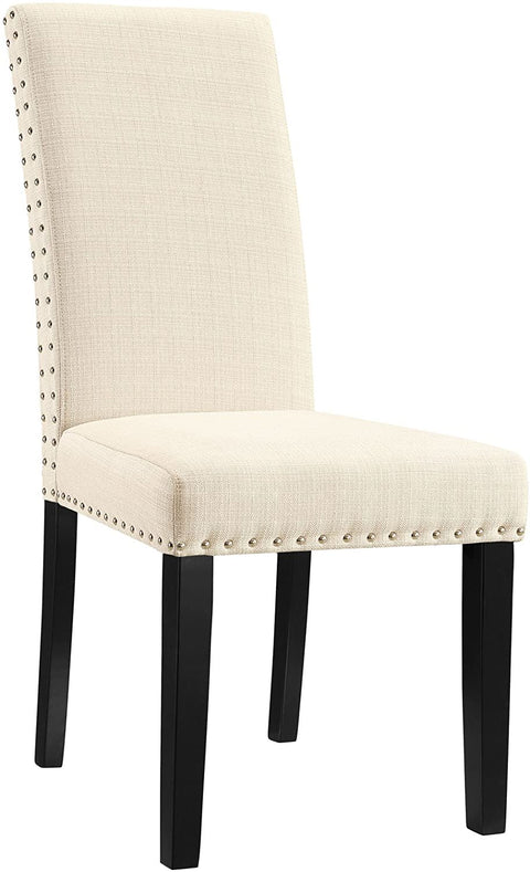 Oakestry Parcel Modern Upholstered Fabric Two Dining Chairs with Nailhead Trim in Beige