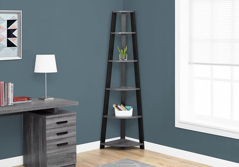 Oakestry I Bookcase, 72&#34;H, Grey/Black