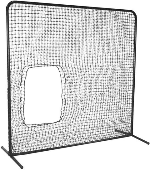 Oakestry 7 x 7 Foot Underhand Softball Fast &amp; Slow Pitch Protective Portable Pitching Screen Safety Netting Net and Frame