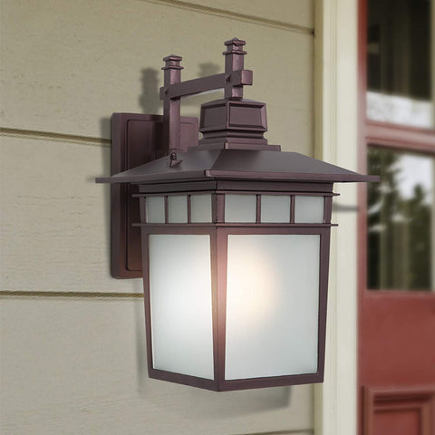 Oakestry FL2072LDORB Dante 1-Light Fluorescent Exterior Wall Sconce with Frosted Shade