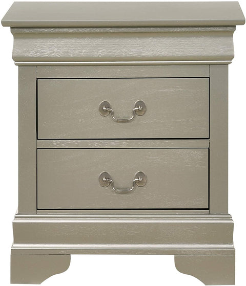 Oakestry Louis Phillipe , Silver Champagne Nightstand, 24&#34; H X 22&#34; W X 16&#34; D