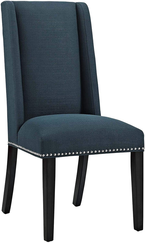 Oakestry Baron Modern Tall Back Wood Upholstered Fabric Four Dining Chairs in Azure