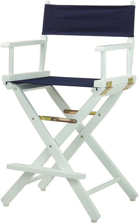 24 Directors Chair White Frame-Navy Blue Canvas