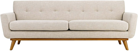 Oakestry Engage Mid-Century Modern Upholstered Fabric Sofa in Beige