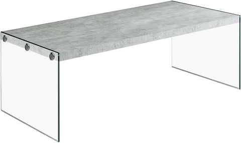 Oakestry , Coffee Table, Tempered Glass, Grey Cement, 44&#34;L