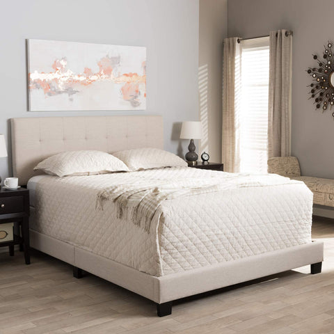 Oakestry Brookfield Grid-Tufting Bed Beige/Queen