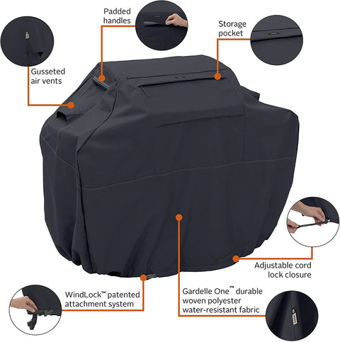 Oakestry Ravenna Water-Resistant 52 Inch BBQ Grill Cover, Black