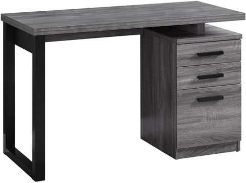 Oakestry Laptop Table with Drawers for Home &amp; Office-Contemporary Style Computer Desk, 48&#34; L, Grey-Black Metal Leg