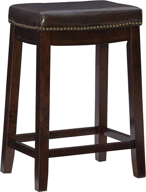 Oakestry Claridge Patches Counter Stool, 24-Inch, Brown