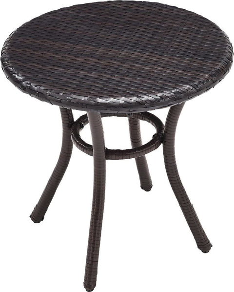 Oakestry CO7217-BR Palm Harbor Outdoor Wicker Round Side Table, Brown